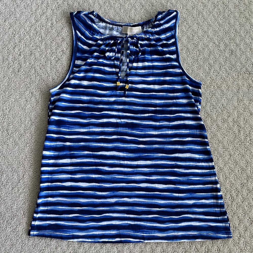 MICHAEL Michael Kors True Navy Basics Striped Sleeveless Top S Casual Summer